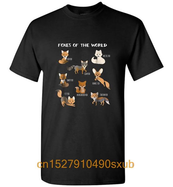 

foxes of the world funny fox animals educational men t-shirt