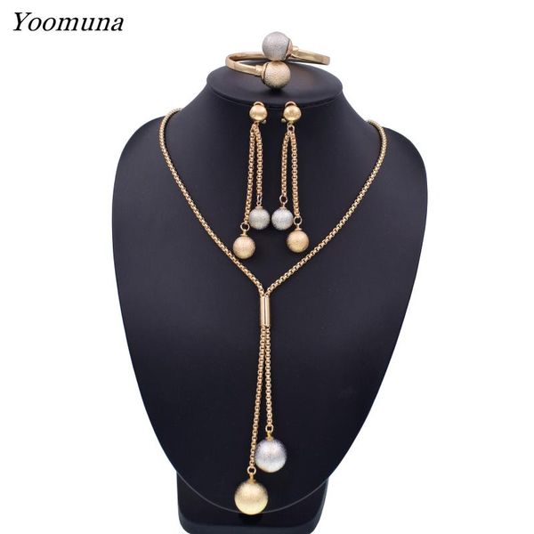 Nova Moda Alta Moda Dubai Jewelry Set Rose / Silvergold Color Nigeriano Casamento Africano Grânulos Jóias Conjuntos Parure Bijoux Femme