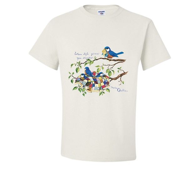 

2019 fashion cotton tee shirt fashion birds nesting with quilt t-shirt