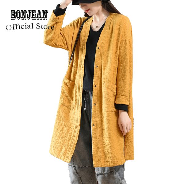 

women long cotton linen jacket outwear retro vintage fashion casual big loose long solid color for spring autumn az24631423, Black;brown