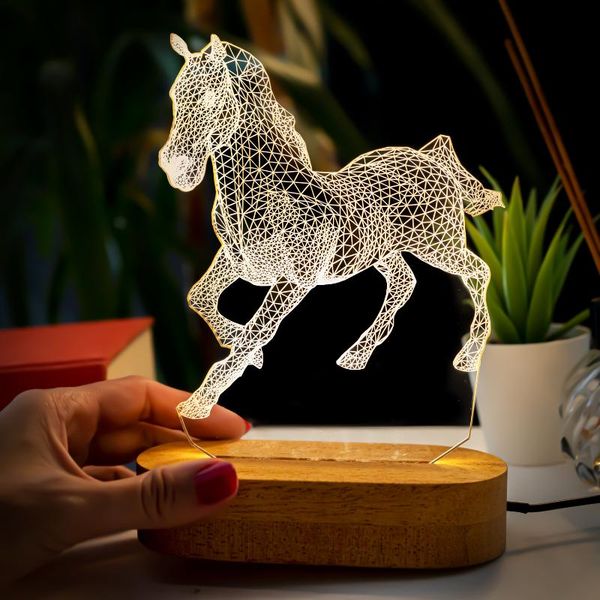 

decorative flowers & wreaths horse design 3 size optical illusion night light