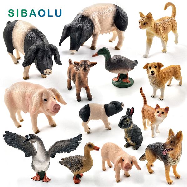 

small pig cat dog goat sheep duck animal model figurines home decor miniature fairy garden decoration accessories modern