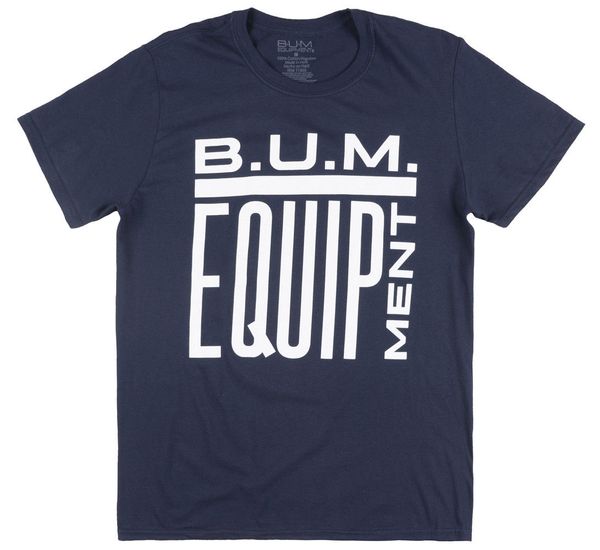 

bum equipment basic logo t-shirt mens navy retro fashion tees b.u.m