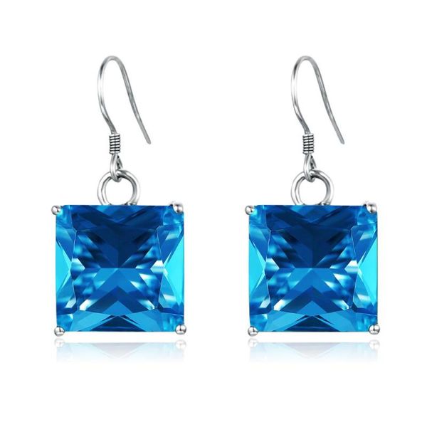 

szjinao real 925 sterling silver drop earrings blue z fine jewelry for women square engagement wedding anniversary gift hot