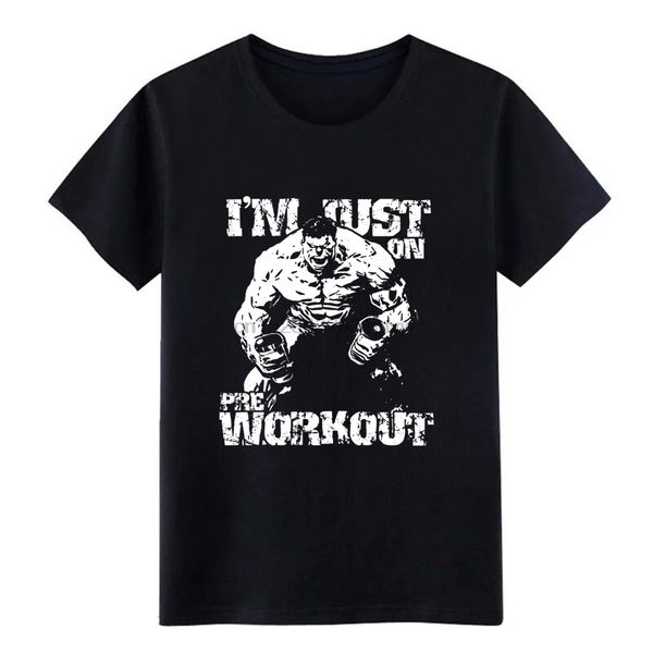

hulk fan i m just on pre workout t shirt men knitted short sleeve s-xxxl anti-wrinkle comical summer style kawaii tshirt