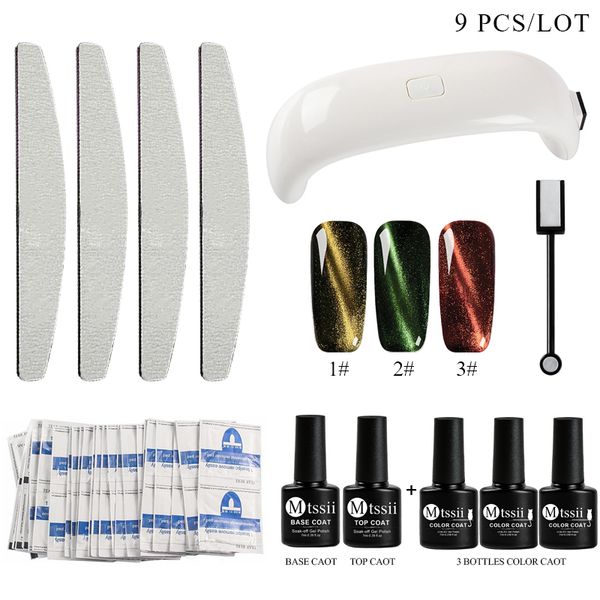 

mtssii manicure set with lamp 9pcs/set uv gel nail polish kit glass cat eye gel varnish set for a manicure lasting for nail, Red;pink