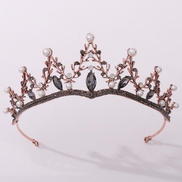 

барокко винтаж черный кристалл pearl branch люкс диадемы корона rhinestone pageant диадема невесты повязка свадебные аксессуары для волос, Golden;silver