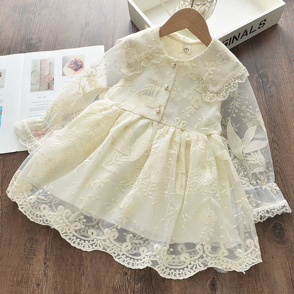 

girl's dresses children's clothing fashion girls lace dress spring and autumn party elegant temperament princess, Red;yellow
