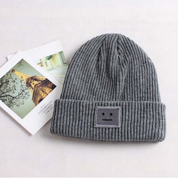 

winter hat autumn winter fashion warm knit cap british style smiley head casual knitted cap for women outdoors ing, Blue;gray