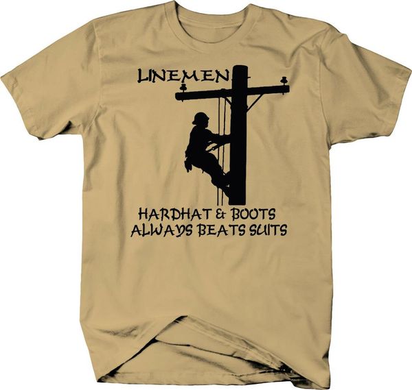 

lineman hardhat & boots utility pole climber worker color t-shirt