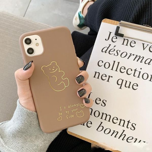 

ins simple bear couples phone case soft 7p for apple 11pro/max x/xs/xr