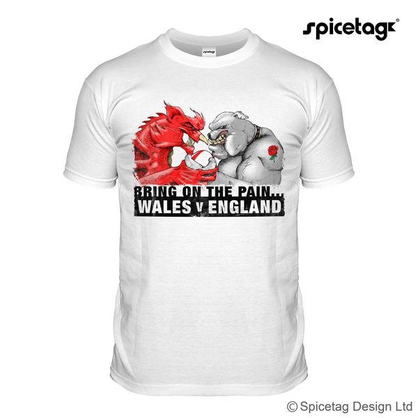 

wales v england white rugby sport t-shirt dragon bulldog animal nations t shirt men fashion summe hip pop funny t-shirt