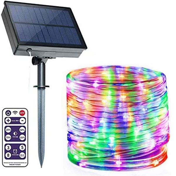 

led strings, solar outdoor rope lights, 72ft 8 modes dimmable/timer remote string light 1200mah ropes solared lighting waterproof for garden