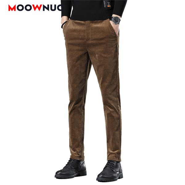 

men's pants suit 2021 casual trousers fashion corduroy slim male full length sweatpant autumn winter hombre moownuc, Black