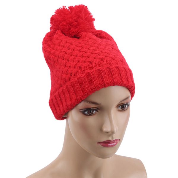 

женщины зима bonnet soft толстый матерчатый двухслойный вязаная шапочка с искусственным мехом pom pom шляпа мода дикого спорт на открытом во, Blue;gray