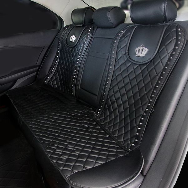 

leather car seat cover crystal crown rivets auto seat cushion interior accessories universal front back seats covers car styling