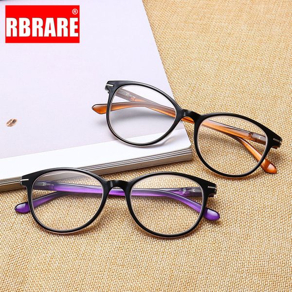 

rbrare fashion lady reading glasses anti-fatigue round frame male senior reading mirror high end plastic frame gafas para leer, White;black