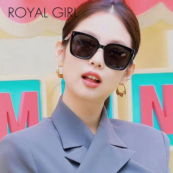

royal girl vintage square polarized oversized sunglasses women 2020 brand design sun glasses men tr90 big frame eyewear ss978, White;black