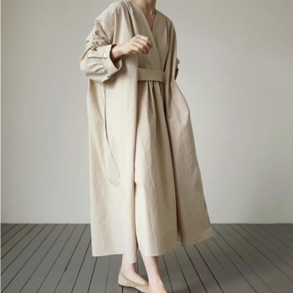 

women loose plus size long sleeve dress korean japan long pullover dress college style retro v-neck dresses spring autumn, Black;gray