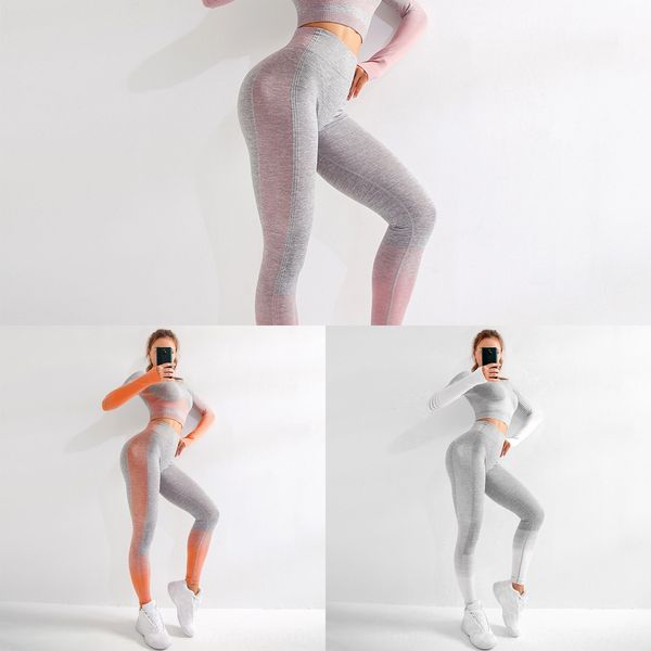 

seamless fitness sports suit autumn clothes yoga clothesand winter new knitted hip stretch yoga suit for women tohnw
