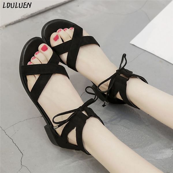 

louluen 2020 summer bohemian sandals for women flock zipper square heel open toe breathable beach shoes new roman zapatos mujer, Black