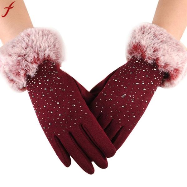 

fingerless gloves 2021 winter mittens women fashion warm thicken cotton girls elegant glove for lady luvas femininas, Blue;gray
