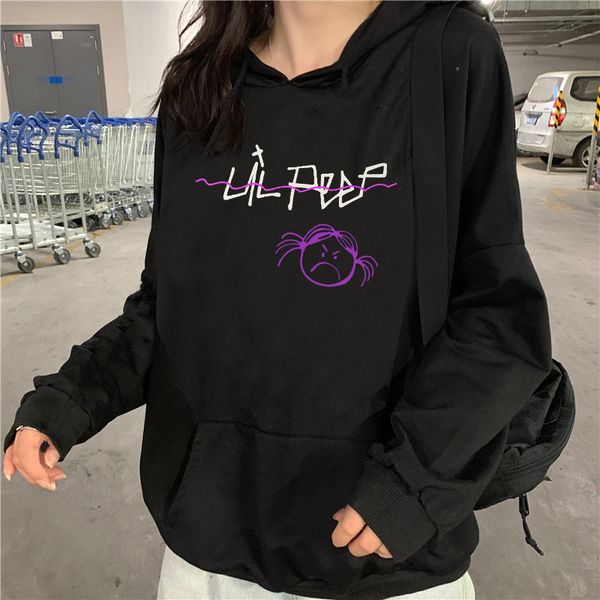 

personality lil peep hoodies hell boy lilpeep boys/girls sweatshirts cotton autumn winter sudaderas cry baby hoodie women's coat, Black