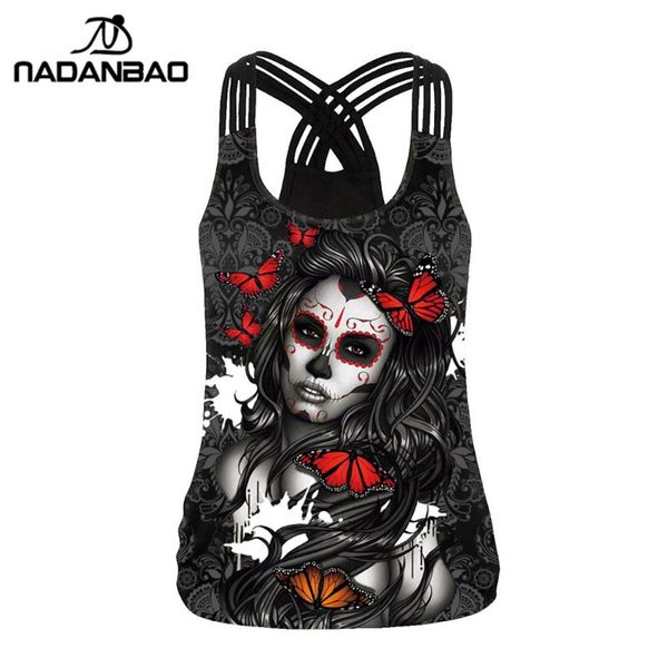 

nadanbao hollow out women tank backless female streetwear 3d rose vest sleeveless fitness clothing, White