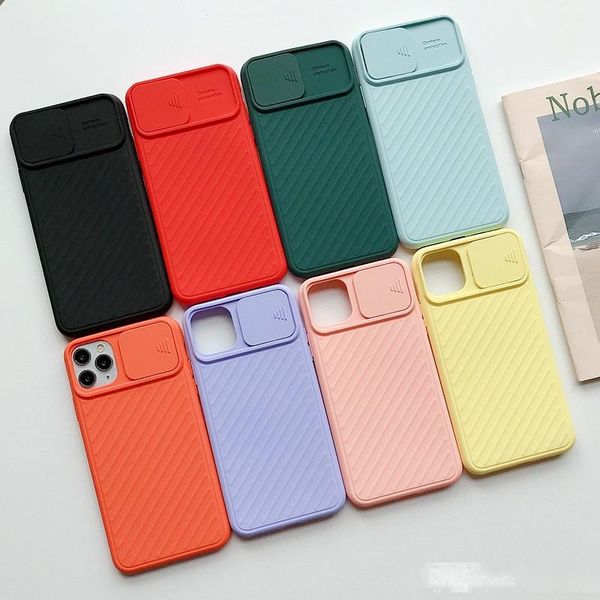 

200pcs camera lens protection phone case for iphone11pro max xs x xr 6 6s 7 8 plus slide lens candy silicone shockproof cover