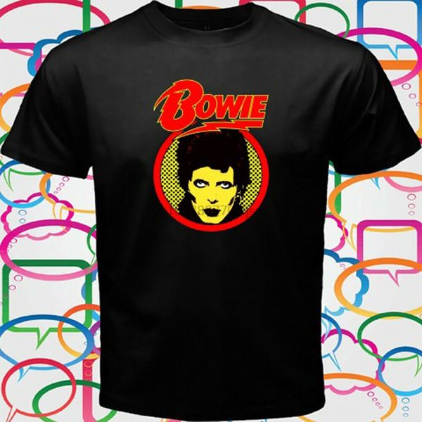 

new david bowie rock n roll music icon legend mens black t-shirt size s to 3xl