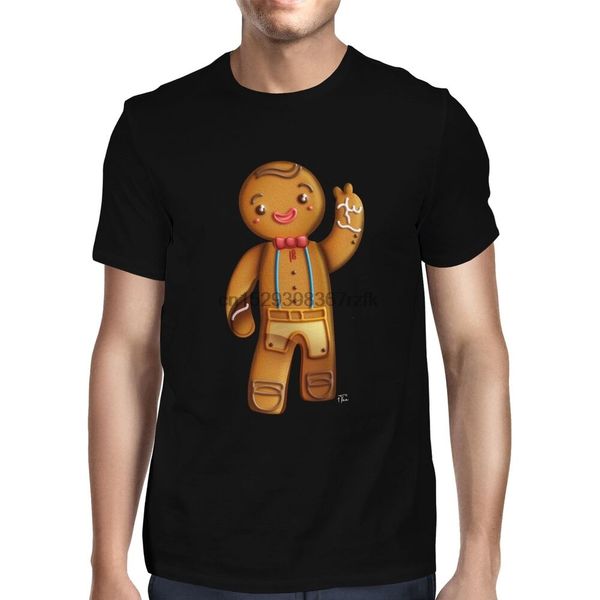 

mens happy gingerbread man. waving christmas t-shirt