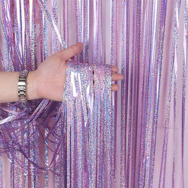 

party decoration 1m 2m foil fringe shimmer backdrop wedding wall po booth tinsel glitter curtain gold