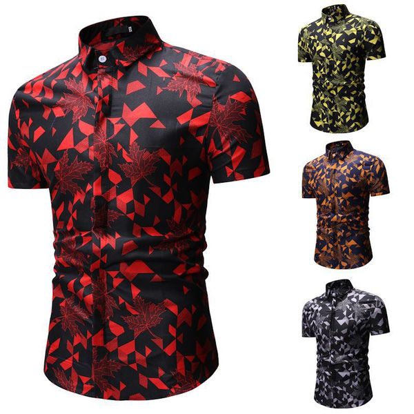 

men's casual shirts printed short sleeve shirt square collar polyester luxury harajuku pattern retro button, White;black