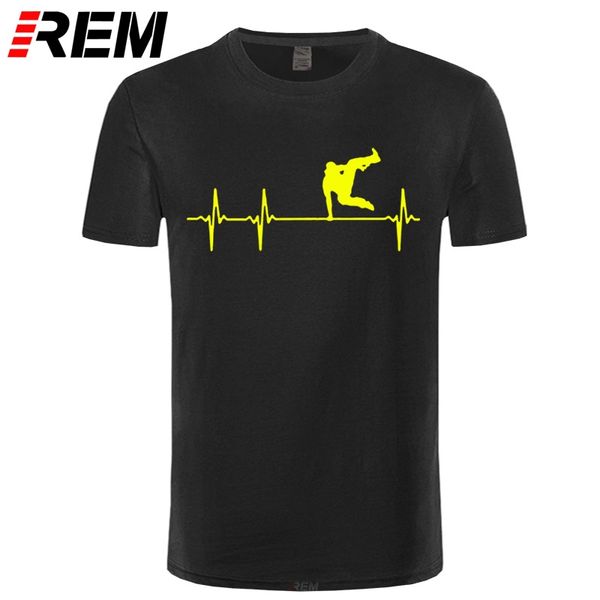 

rem паркур freerunning heartbeat футболка забавный паркур runner t-shirt лето стиль мужчины марка отпечатано 100% хлопок tee рубашки