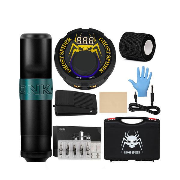 

Wireless Tattoo Kit Rotary Machine LCD Power Supply Foot Pedal Cartridge Needles Complete Tattoo Set