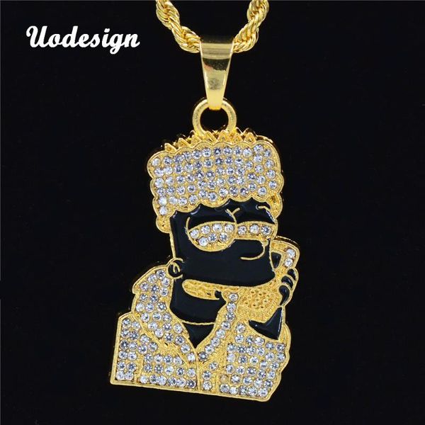 

pendant necklaces uodesign hip hop cartoon head necklace men jewelry wholesale namel gold color with hiphop chain, Silver