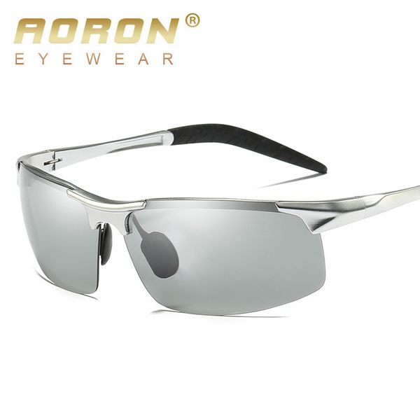 

2020 aoron sunglasses mens polarized discoloration goggle male aluminum magnesium anti glare brand fashion glasses, White;black