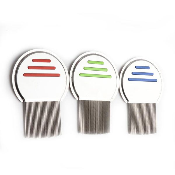 

hair brushes lice comb treatment louse combs nit removal removes nits stainless steel brush for kid professional terminator long teeth, Silver