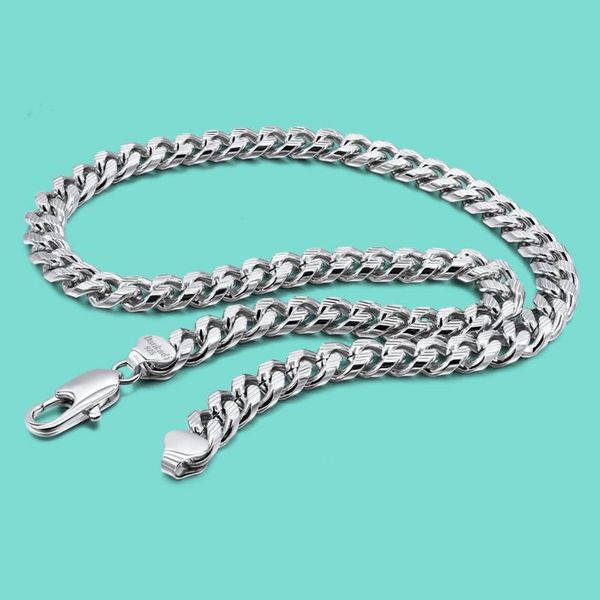 

new arrival 100%925 sterling silver necklace men's pattern 10mm cuban chain classic jewelry original silver necklace accessories