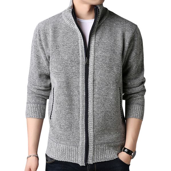 

men's sweaters zipper cardigan coat men clothing pocket knitwear sweater autumn winter solid long sleeves, White;black