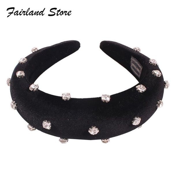 

fairland baroque hair accessories sponge crystal women hairband korean colorful fabric female hair hoop elastic headband, Golden;silver