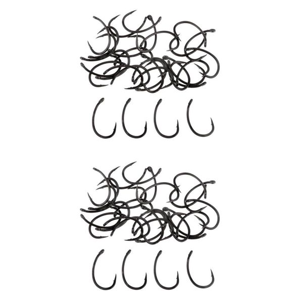 

60pcs high carbon steel fishing hooks barbed hooks circle hooks black