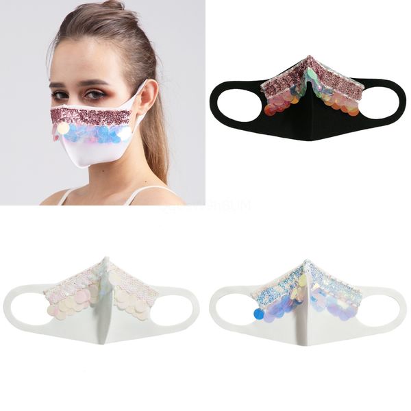 

sequin mask sunscreen ice silk fashion sunscreen dustproof and breathable cotton cloth can be washed and reused trust phgvny#301, Black