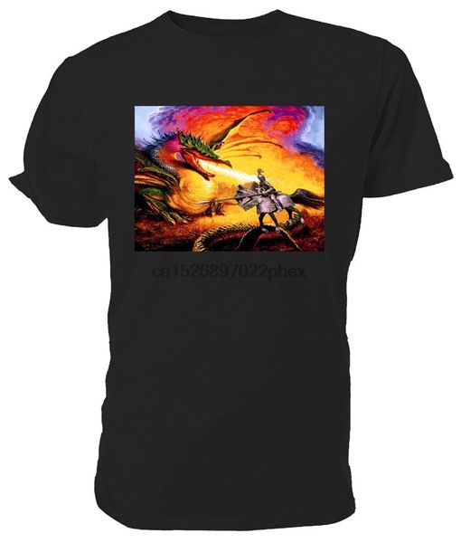 

dragon and knight fantasy t shirt classic round neck short sleeved choice of sizes and colours men t shirt