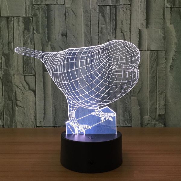 

new 3d bird illusion lamp night light dc 5v usb charging 5th battery wholesale dropshipping retail box