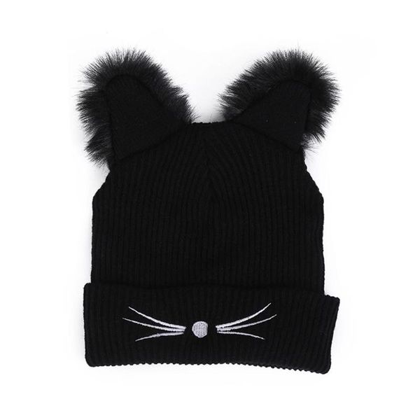 

warm winter hat fashion lovely cat ear hat for women ins harajuku knitted hats skullies female beanies bonnet faux mink, Blue;gray