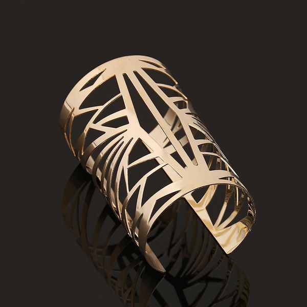 

bangle arrive fashion bracelets & bangles geometric hollow out gold color punk for women men, Black