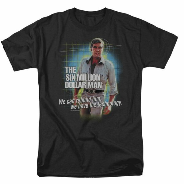 

six million dollar man mens technology t shirt black rockabilia
