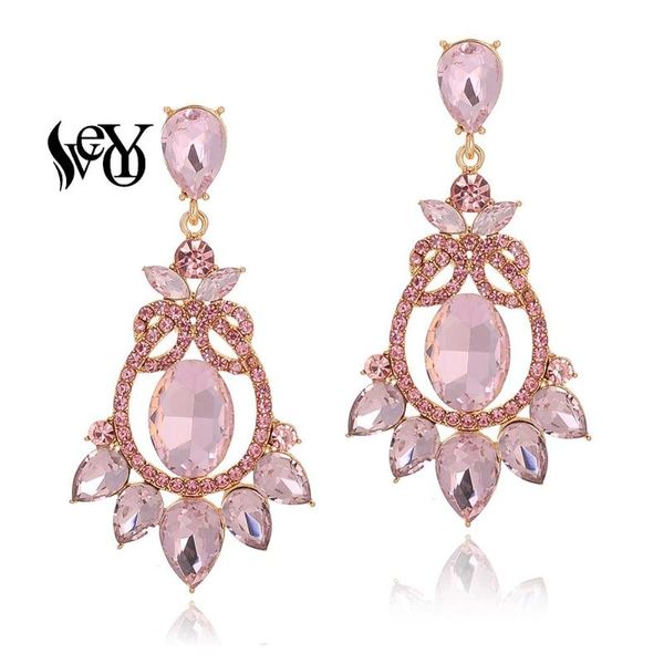 

dangle & chandelier veyo elegant luxury crystal drop earrings for women round rhinestone fashion jewelry arrival, Silver