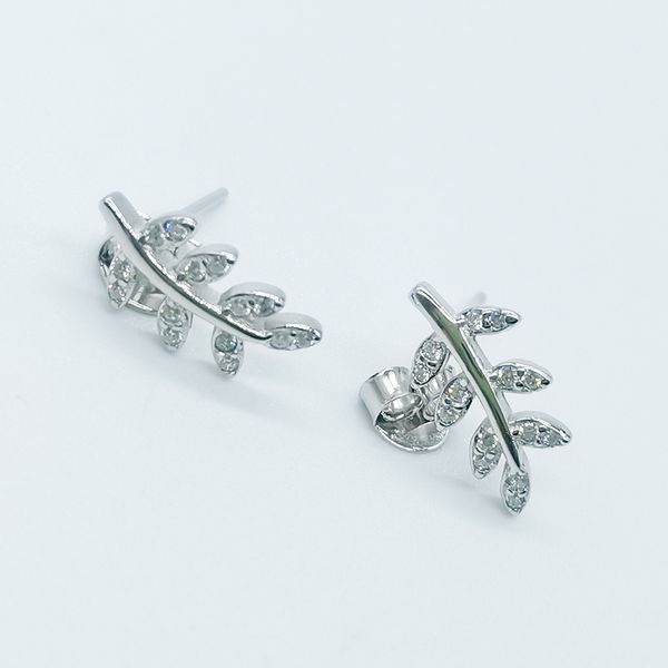 

korean earrings creative leaves s925 temperament net red earrings leaves, White